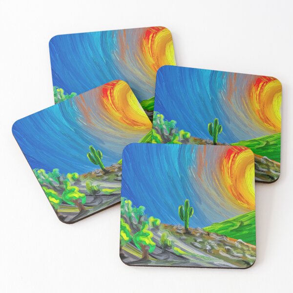 Item preview, Neon Sunrise - Abstract Digital Painting of a Sea Canyon designed and sold by Keltoi-art.