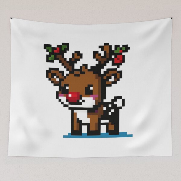 Item preview, Cute Christmas Pixel Reindeer | Big Pixel Holiday Reindeer Art | Retro Xmas Deer PNG designed and sold by Gurjeetpixelart.