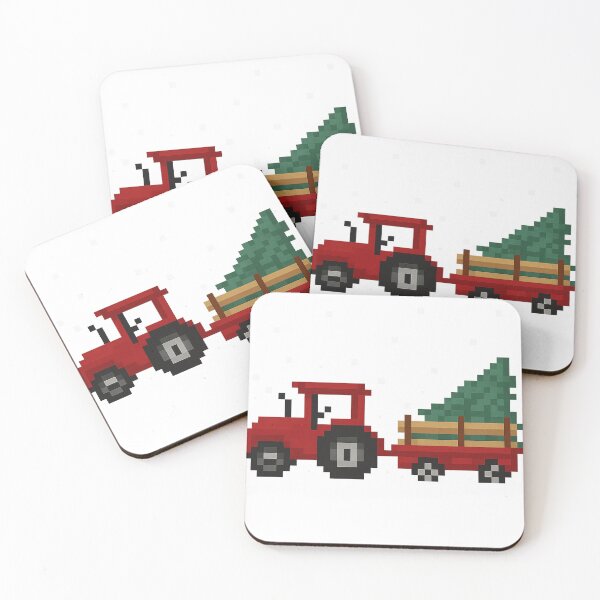 Item preview, Christmas Tractor Pixel Art | Red Tractor With Tree Big Pixel Design | Winter Farm PNG designed and sold by Gurjeetpixelart.