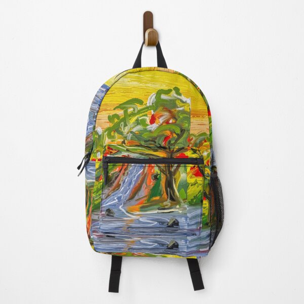 Item preview, Expressionist Waterfall - Vibrant Colored Wooded Landscape (Digital Painting) designed and sold by Keltoi-art.