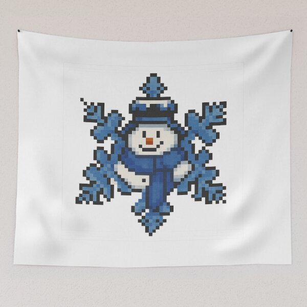 Item preview, Snowflake Snowman Pixel Art | Blue Winter Snowman Big Pixel Design | Christmas PNG designed and sold by Gurjeetpixelart.