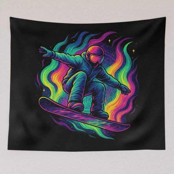 Item preview, Neon Aurora Snowboarder — Retro 80s Funk Vibe | Meta Mirage Series designed and sold by Meta Mirage .