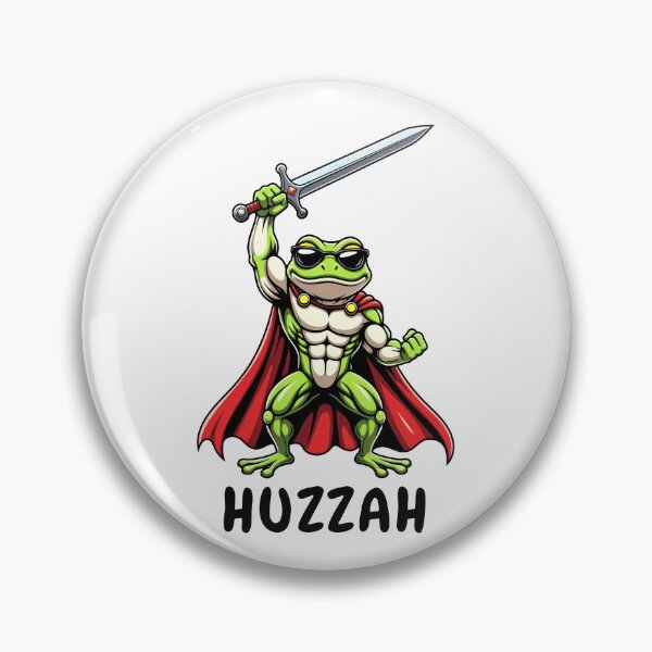 Item preview, Huzzah Frog Knight Buff Muscular Frog with Sword and Cape designed and sold by Dolphin Graphic.