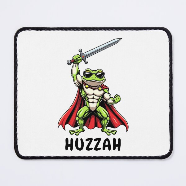 Item preview, Huzzah Frog Knight Buff Muscular Frog with Sword and Cape designed and sold by Dolphin Graphic.