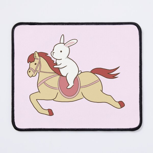 Item preview, White bunny on carousel horse designed and sold by tayaan.
