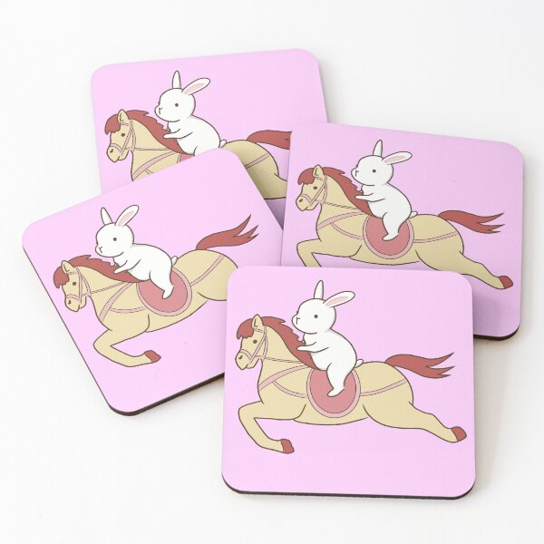 Item preview, White bunny on carousel horse designed and sold by tayaan.