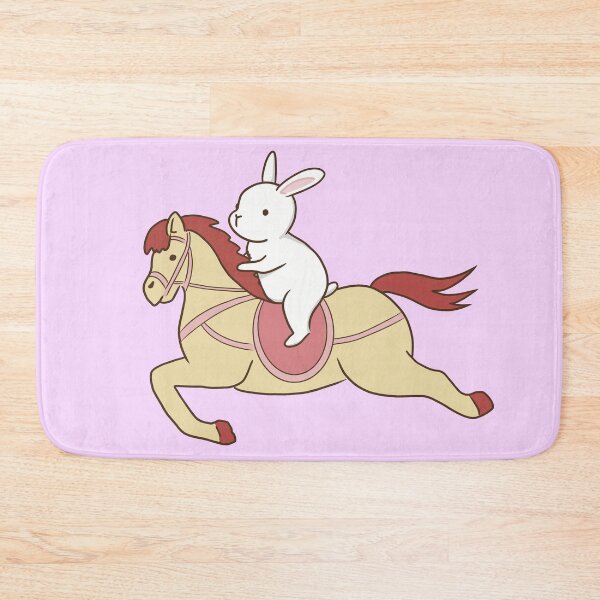 Item preview, White bunny on carousel horse designed and sold by tayaan.