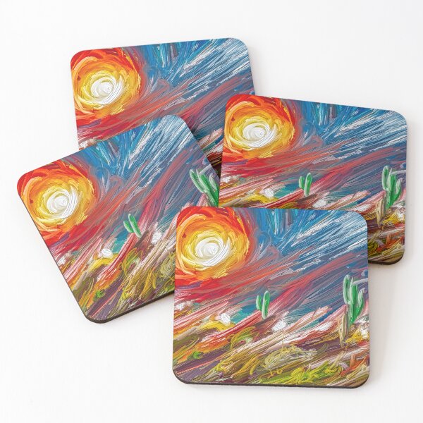 Item preview, Cactus at Sunrise - Impressionist Digital Painting Desert Landscape designed and sold by Keltoi-art.