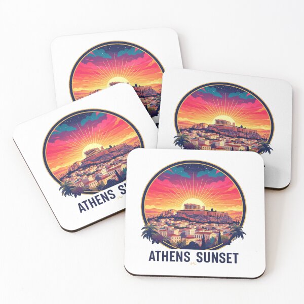 Item preview, Vibrant Athens Skyline Sunset | Greece Acropolis Cityscape Art designed and sold by Raju2018.