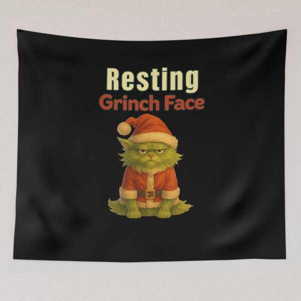 Item preview, Resting Grinch Face – Funny Grumpy Christmas Cat Santa Design designed and sold by MagicMeow1.