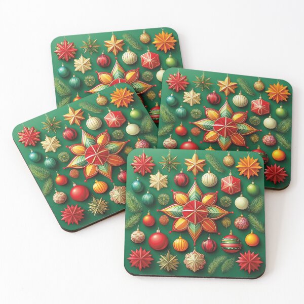 Item preview, Colorful christmas baubles on a green background designed and sold by Photopat.