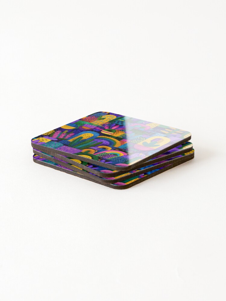 Thumbnail 4 of 5, Coasters (Set of 4), Abstract pattern colorfull world designed and sold by SmileshareShop.