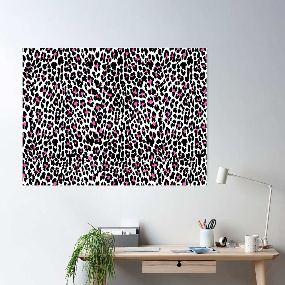 Bright Pink, Blue and Black Leopard Print | Poster