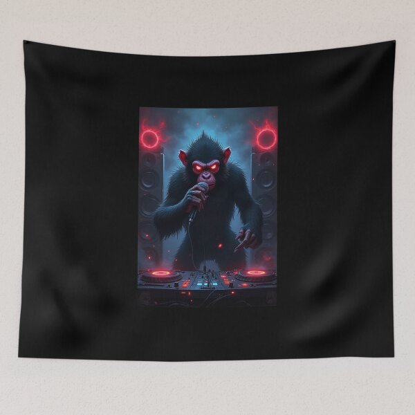 Item preview, Dark Anime Scary Monkey DJ With Aura designed and sold by OhmAuraArt.