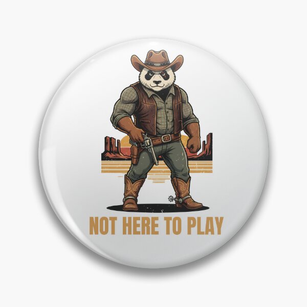 Item preview, Vintage Cowboy Panda Cartoon - "Not Here to Play" designed and sold by RADesignHub.