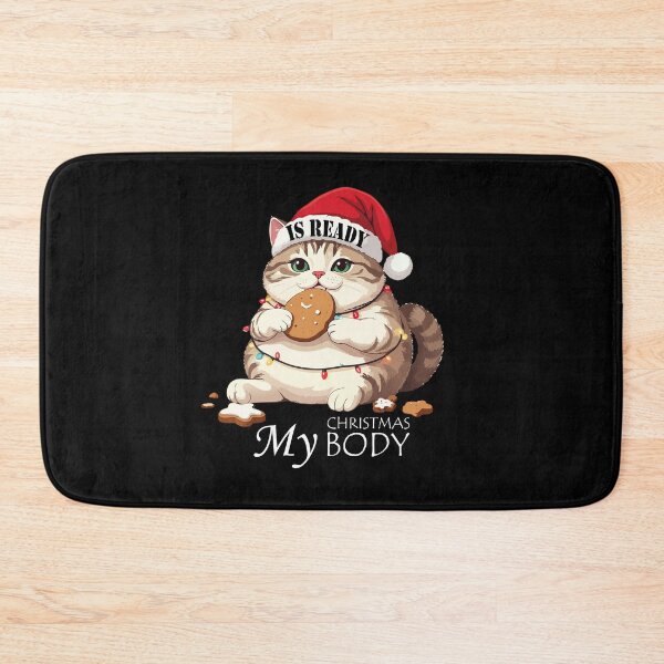 Item preview, My Christmas Body Is Ready Cat T-Shirt | Funny Feasting Kitten Gift designed and sold by SylwiaPrint.