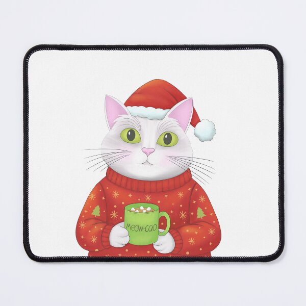 Item preview, Christmas Cat with Hot Cocoa – Cute Holiday Sticker designed and sold by artby-tania.