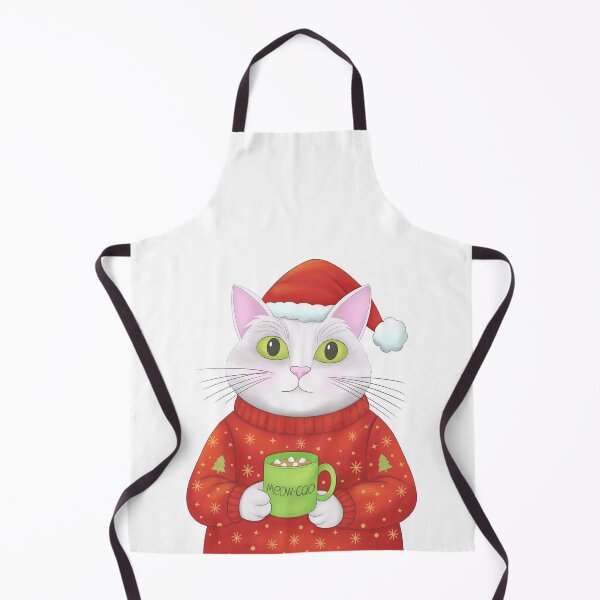 Item preview, Christmas Cat with Hot Cocoa – Cute Holiday Sticker designed and sold by artby-tania.