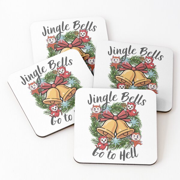 Item preview, Jingle Bells Go to Hell – Funny Devil Christmas Wreath Design designed and sold by Lunaria Arts.