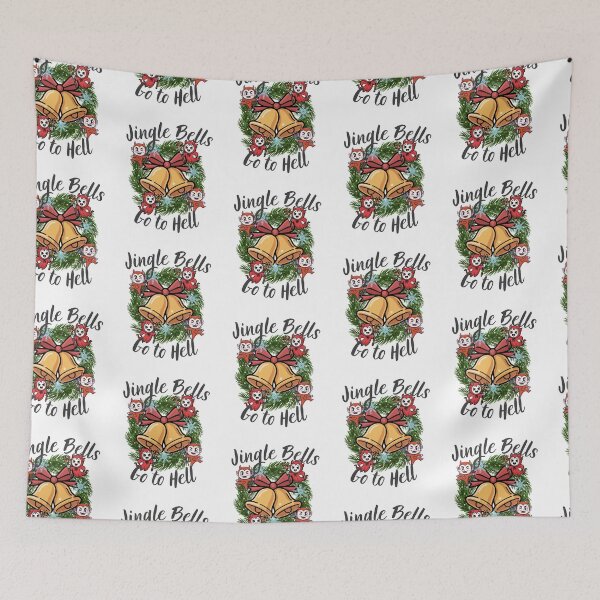Item preview, Jingle Bells Go to Hell – Funny Devil Christmas Wreath Design designed and sold by Lunaria Arts.