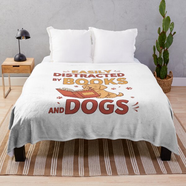 Item preview, Easily Distracted by Books and Dogs Reading Lover Dog Owner Design designed and sold by JustCrafted.