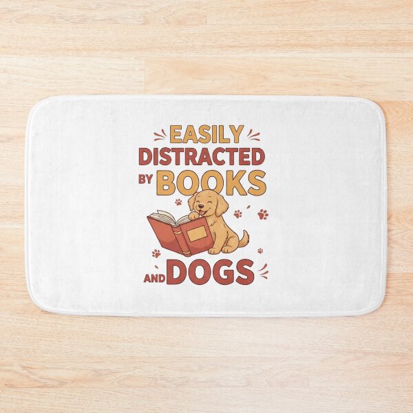 Item preview, Easily Distracted by Books and Dogs Reading Lover Dog Owner Design designed and sold by JustCrafted.