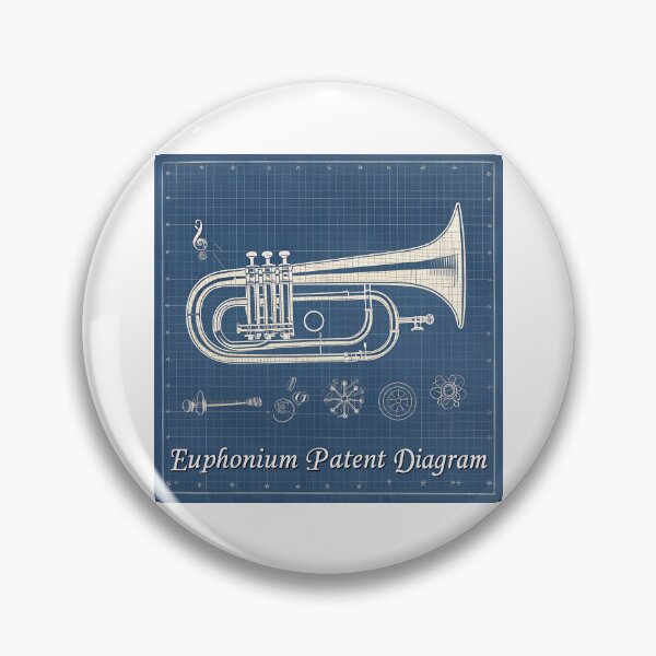 Artikelvorschau, Euphonium-Bauplan – Technische Zeichnung im Vintage-Patentstil für Musiker und Musiklehrer entworfen und verkauft von VividOrganica.