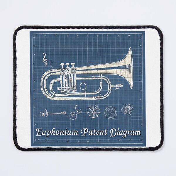 Item preview, Euphonium Blueprint – Vintage Patent-Style Technical Drawing for Musicians & Band Teachers designed and sold by VividOrganica.