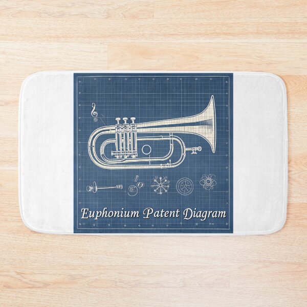 Item preview, Euphonium Blueprint – Vintage Patent-Style Technical Drawing for Musicians & Band Teachers designed and sold by VividOrganica.