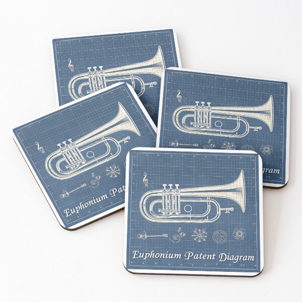 Item preview, Euphonium Blueprint – Vintage Patent-Style Technical Drawing for Musicians & Band Teachers designed and sold by VividOrganica.