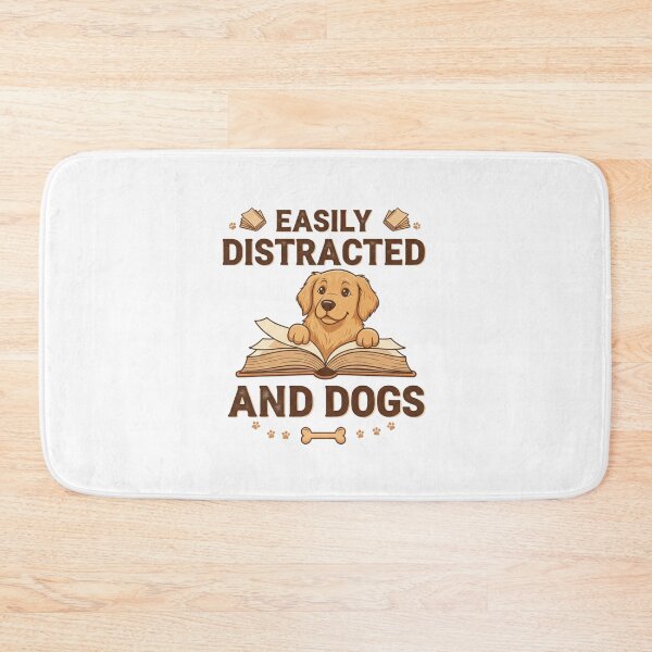 Item preview, Easily Distracted by Books and Dogs Reading Lover Dog Owner Design designed and sold by JustCrafted.