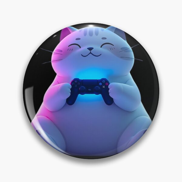 Artikelvorschau, Niedliche, pummelige Gamer-Katze mit neonleuchtendem Controller entworfen und verkauft von SoulenCify.