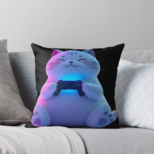 Item preview, Cute Chubby Gamer Cat with Neon Glow Controller designed and sold by SoulenCify.