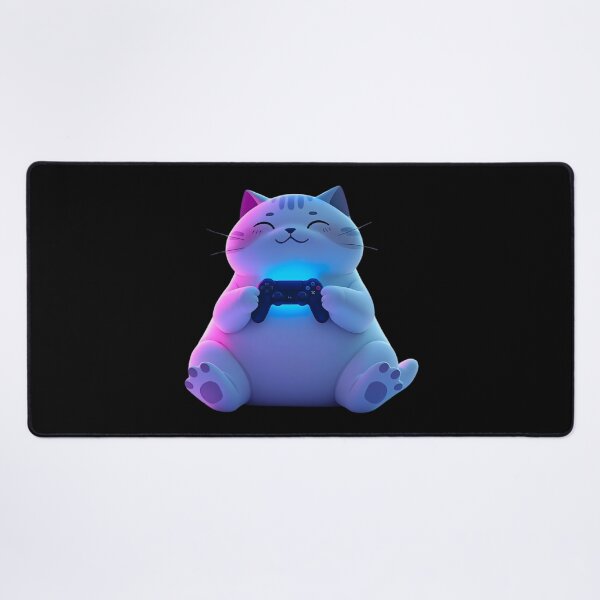 Item preview, Cute Chubby Gamer Cat with Neon Glow Controller designed and sold by SoulenCify.