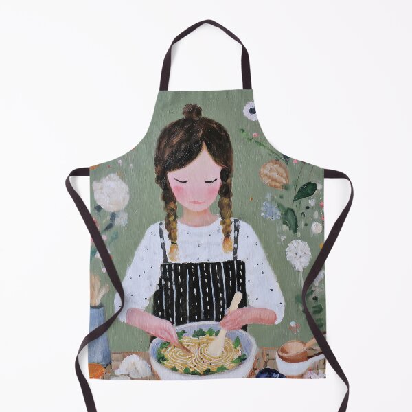 Item preview, Girl Cooking spaghetti Amid Flowers designed and sold by lautir.