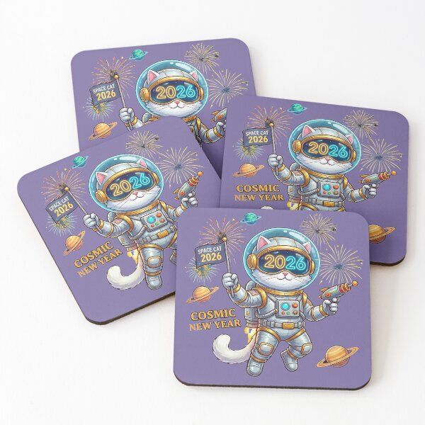 Item preview, Space Cat Astronaut New Year 2026 | Cosmic Kitten with Ray Gun designed and sold by E-SarnEdge.