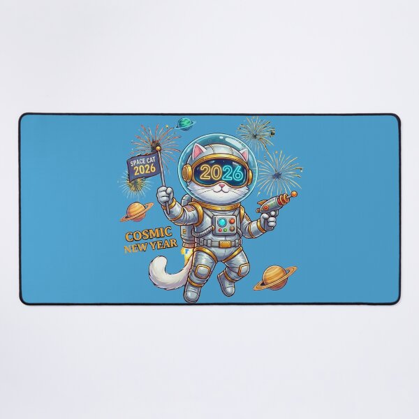 Item preview, Space Cat Astronaut New Year 2026 | Cosmic Kitten with Ray Gun designed and sold by E-SarnEdge.