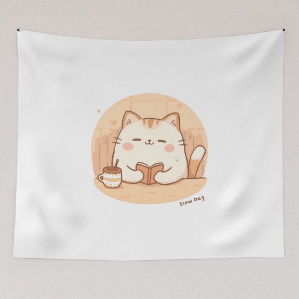 Item preview, Chubby Café Cat – Resting Chin & Reading Moment designed and sold by SlowDayFriends.
