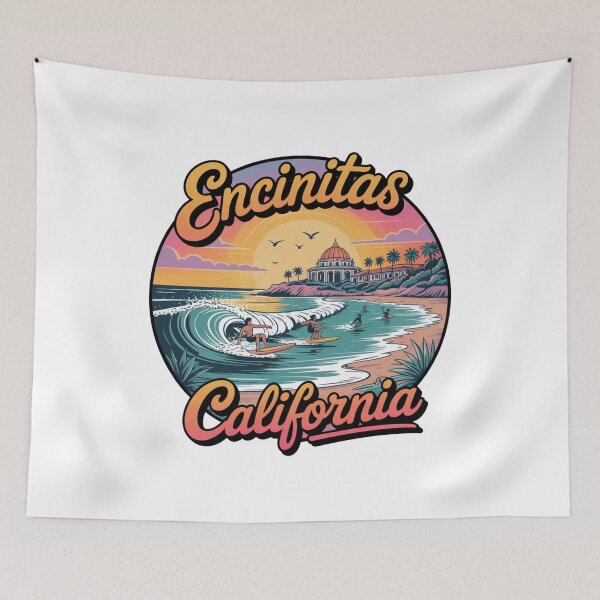 Item preview, Encinitas California Retro Surf Sunset Circle Art designed and sold by CircinusStore.