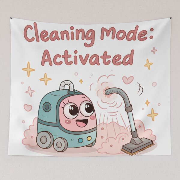 Item preview, Cute Kawaii Vacuum Cleaner – Chibi Cleaning Mode Cartoon | Funny Cleaning  designed and sold by VividOrganica.