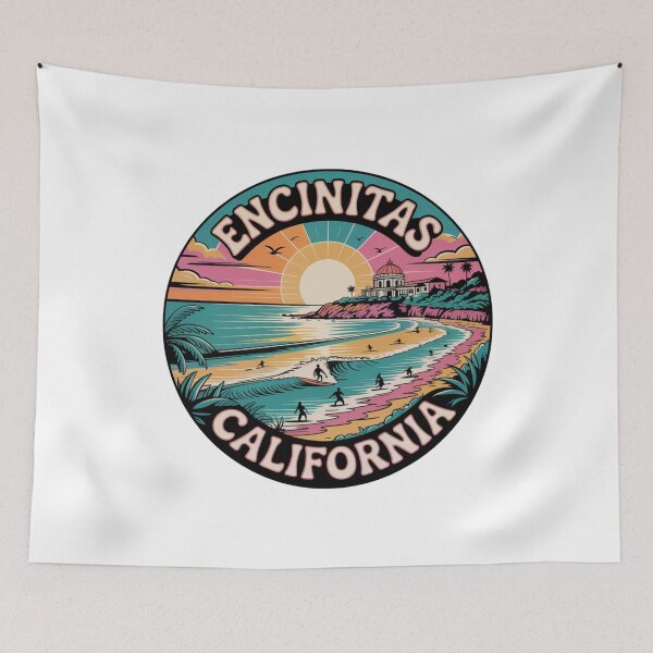 Item preview, Encinitas California Vibrant Coastal Surf Circle Art designed and sold by CircinusStore.
