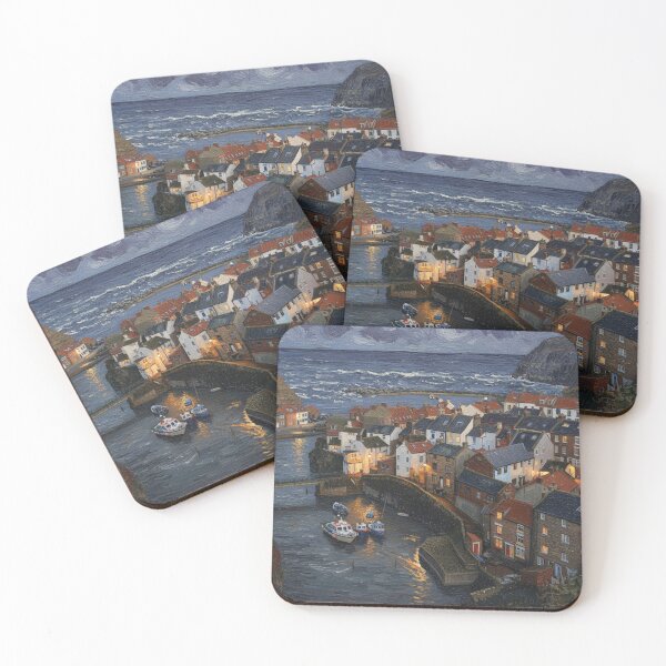 Item preview, Staithes Village at Dusk - A Post Impressionist Style Impression designed and sold by VistaPainterArt.