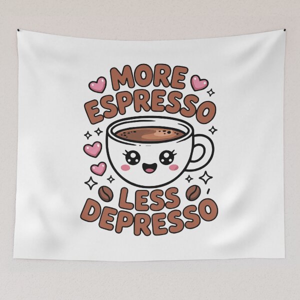 Item preview, More Espresso Less Depresso – Funny Cute Espresso Cup Quote designed and sold by Lulunza.