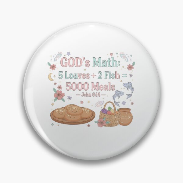 Item preview, Whimsical 'GOD's Math' Miracle of Loaves and Fish  | Pastel Christian Faith Art designed and sold by AmenAlways.
