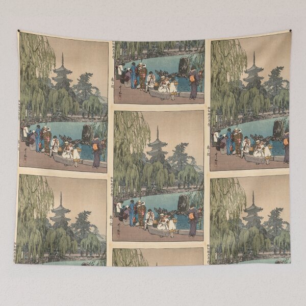 Item preview, Carp and Tortoises by Yoshida Hiroshi : serene garden Japanese poster designed and sold by artofuniverse.