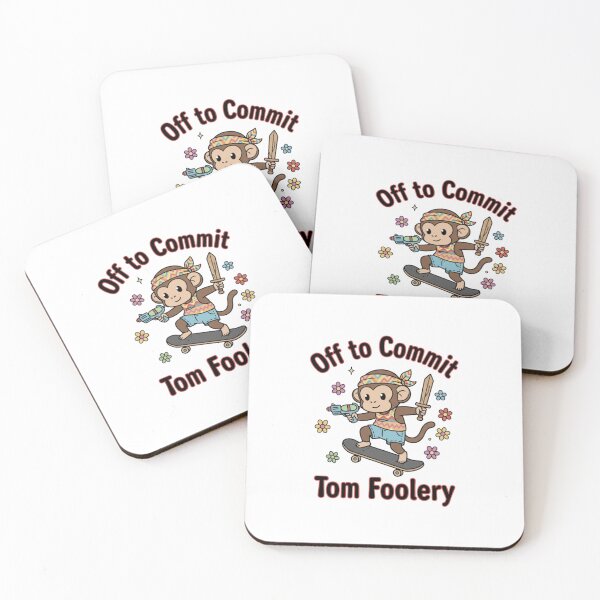 Item preview, Skateboarding Monkey of Mischief, Off to Commit Tomfoolery, funnyfits70, Humor, Funny, retro, vintages, funny quotes, animal humor, designed and sold by FunnyFits70.