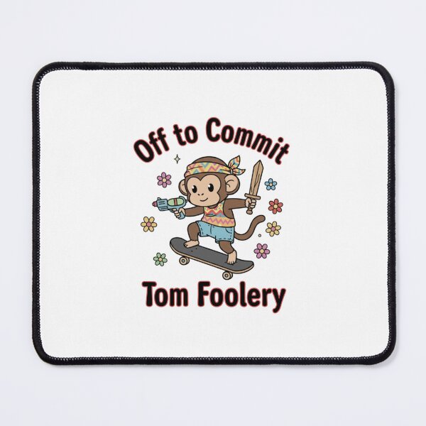 Item preview, Skateboarding Monkey of Mischief, Off to Commit Tomfoolery, funnyfits70, Humor, Funny, retro, vintages, funny quotes, animal humor, designed and sold by FunnyFits70.