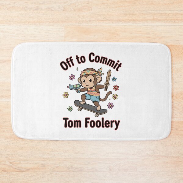 Item preview, Skateboarding Monkey of Mischief, Off to Commit Tomfoolery, funnyfits70, Humor, Funny, retro, vintages, funny quotes, animal humor, designed and sold by FunnyFits70.