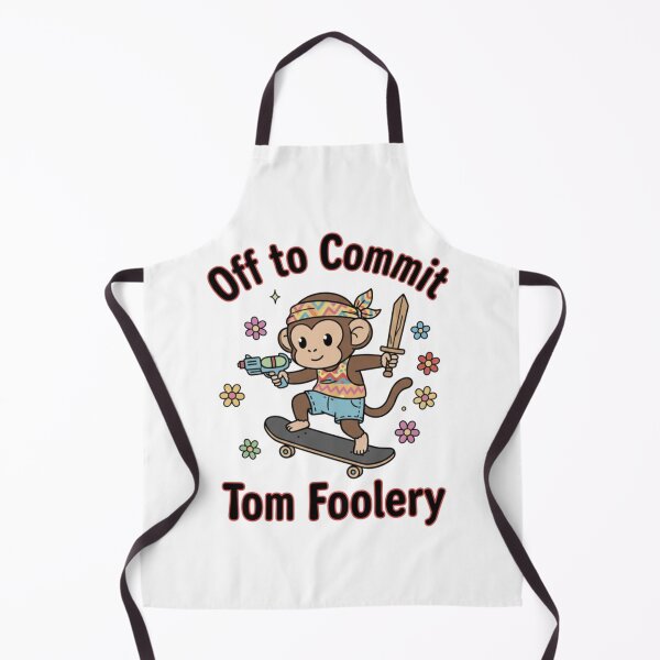 Item preview, Skateboarding Monkey of Mischief, Off to Commit Tomfoolery, funnyfits70, Humor, Funny, retro, vintages, funny quotes, animal humor, designed and sold by FunnyFits70.