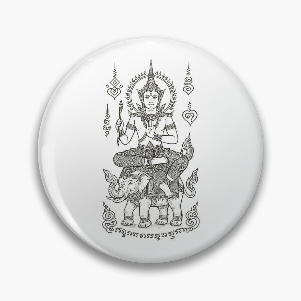 Item preview, Divine Deity on Sacred Elephant – Thai Yantra Protection Art designed and sold by Sksticker991.